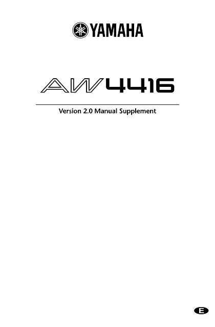 yamaha雅马哈AW4416 Version2.0 Manual Supplement